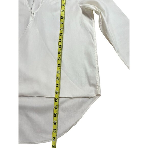 Rag & Bone Women White Top Silk Cotton XS Long Sleeves High Low - Picture 7 of 9